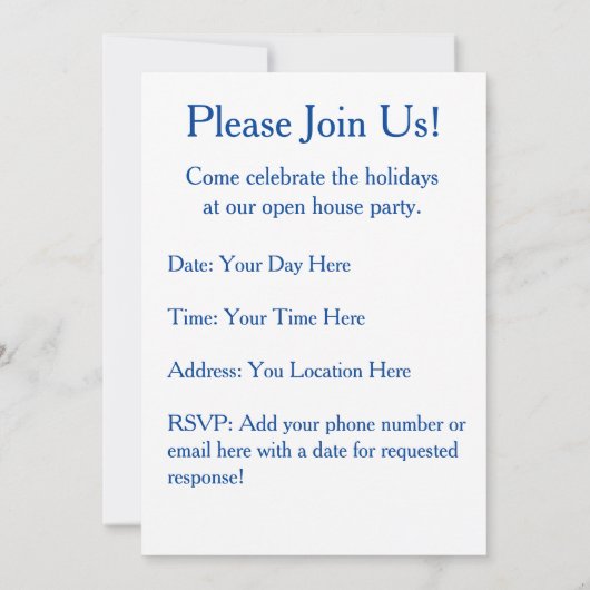 Beary Feestdagen Custom Open House Invitation Kaar Kaart (Achterkant)