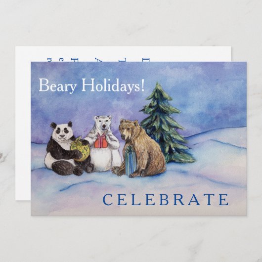 Beary Feestdagen Custom Open House Invitation Kaar Kaart (Voorkant / Achterkant)