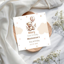 Beary First Balloon Boy 1e verjaardag Teddybeer Servet