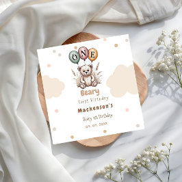 Beary First Balloon Boy 1st Birthday Teddy Bear Servet