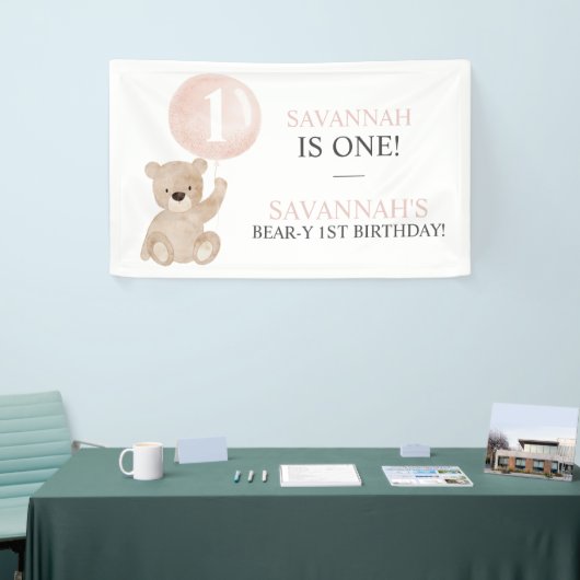 Beary First Birthday Beer Banner Backdrop (Beurs)