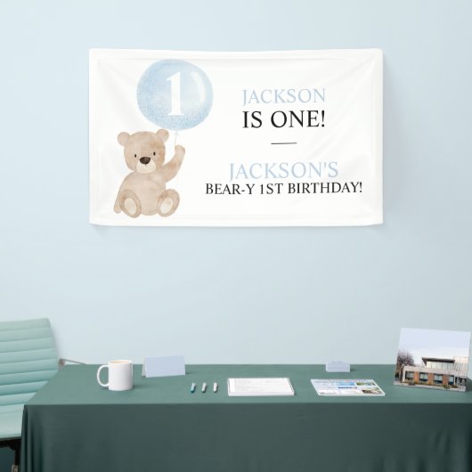 Beary First Birthday Beer Banner Backdrop (Beurs)