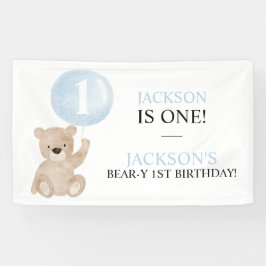 Beary First Birthday Beer Banner Backdrop