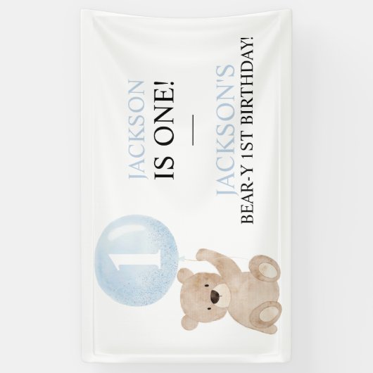 Beary First Birthday Beer Banner Backdrop (Verticaal)