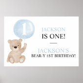 Beary First Birthday Beer Banner Backdrop Poster (Voorkant)