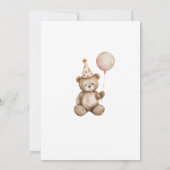 Beary First Birthday Invitation Gingham Editable Kaart (Achterkant)