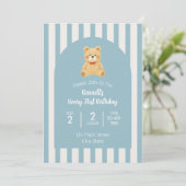 Beary First Birthday Invitation Kaart (Staand voorkant)