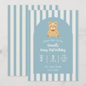 Beary First Birthday Invitation Kaart (Voorkant / Achterkant)