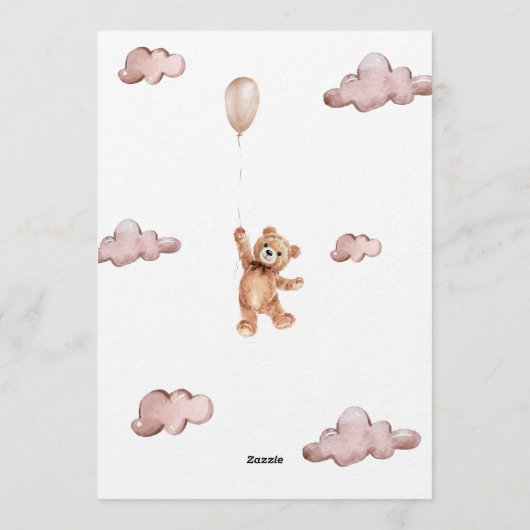 Beary First Birthday Invitation Kaart (Achterkant)