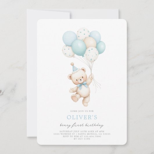 Beary First Birthday Kaart (Voorkant)