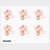 Beary First Birthday Square Favor Labels Princes (Vel)