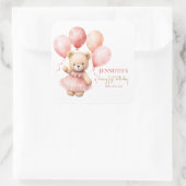 Beary First Birthday Square Favor Labels Princes (Tas)
