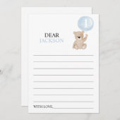 Beary First Birthday Time Capsule Message Card Feestdagenkaart (Voorkant / Achterkant)