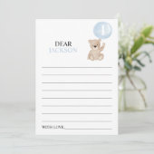 Beary First Birthday Time Capsule Message Card Feestdagenkaart (Staand voorkant)