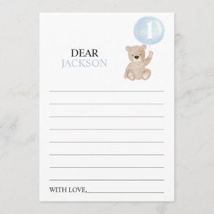 Beary First Birthday Time Capsule Message Card Feestdagenkaart