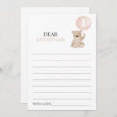 Beary First Birthday Time Capsule Message Card Feestdagenkaart (Voorkant / Achterkant)