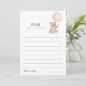 Beary First Birthday Time Capsule Message Card Feestdagenkaart (Staand voorkant)