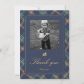 Beary First Navy Plaid Teddy Bear Birthday Bedankkaart (Voorkant)