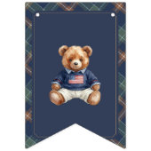 Beary First Navy Plaid Teddy Bear Happy Birthday Vlaggetjes (Eerste vlag)