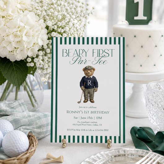 Beary First Par-Tee Golf 1e Verjaardag Kaart