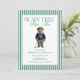 Beary First Par-Tee Golf 1st Birthday Kaart