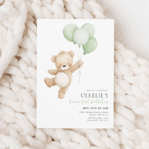 Beary First Sage Ballon Jongen 1e Verjaardag Teddy Kaart