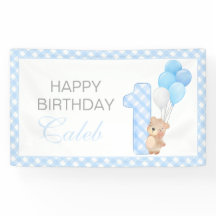 Beary First Teddy Bear Blauw Gingham Verjaardagsfe