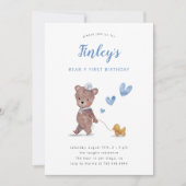 Beary First Teddy Bear Boy Birthday Part Kaart (Voorkant)