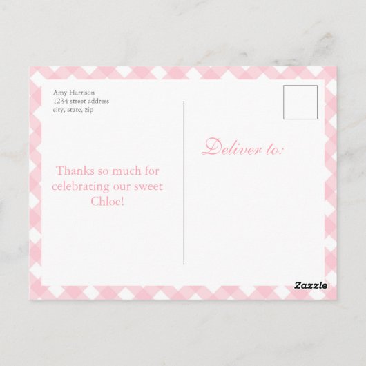 Beary First Teddy Bear Verjaardagsfeestje Dank u Briefkaart (Achterkant)