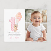 Beary First Teddy Bear Verjaardagsfeestje Dank u Briefkaart (Voorkant)