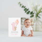 Beary First Teddy Beer Verjaardagsfeestje Dank je Briefkaart (Staand voorkant)