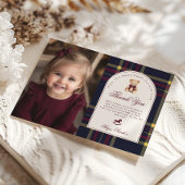 Beary Fun Preppy Meisje 1e Verjaardag Dank u Kaart