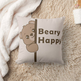 Beary Gelukkig Knuffelende Beer Doodle Kawaii Kuns Kussen