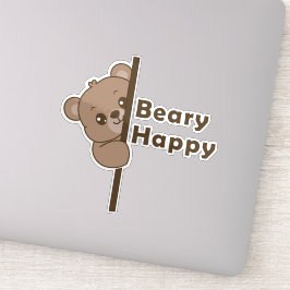 Beary Gelukkig Knuffelende Beer Doodle Kawaii Kuns Sticker