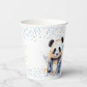 Beary Geweldige Boys Waterverf Panda Verjaardag Papieren Bekers (Achterkant)