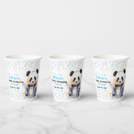 Beary Geweldige Boys Waterverf Panda Verjaardag Papieren Bekers