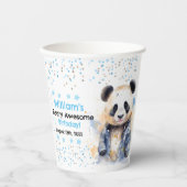 Beary Geweldige Boys Waterverf Panda Verjaardag Papieren Bekers (Voorkant)