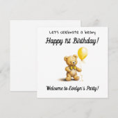 Beary Happy 1e verjaardagsfeestje, Kaart (Voorkant / Achterkant)