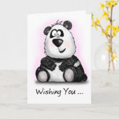 Beary Happy Birthday Cartoon Panda Kaart (Gele Bloem)
