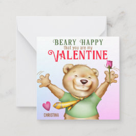 Beary Happy Teddy Bear Classroom Valentijn Kaart Notitiekaartje