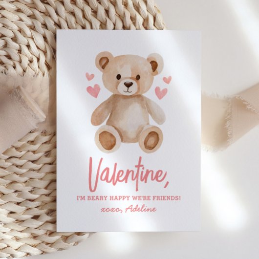 Beary Happy Teddy Bear Kinder Valentijnsdag Notitiekaartje
