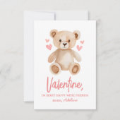 Beary Happy Teddy Bear Kinder Valentijnsdag Notitiekaartje (Voorkant)