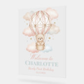 Beary  Hot Air Balloon 1st Birthday Welcome Acryl Bord (Hoek)