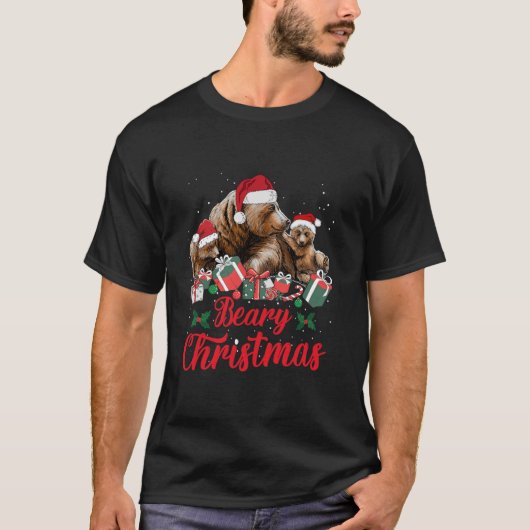 Beary Kerst Mama Beer Schattige Santa Cubs Kerstmi T-shirt (Voorkant)