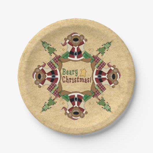 Beary kerst papieren bordje (Voorkant)