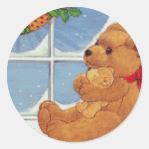 Beary kerst ronde sticker