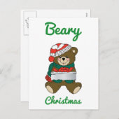 Beary kerst Teddy Bear Merry Kerstwijn Feestdagenkaart (Voorkant / Achterkant)