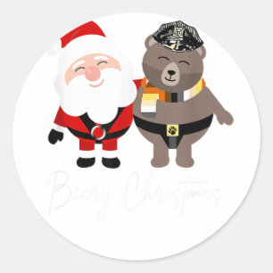 Beary Kerstcadeau Mannen Beer Ronde Sticker