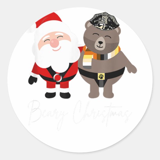 Beary Kerstcadeau Mannen Beer Ronde Sticker (Voorkant)