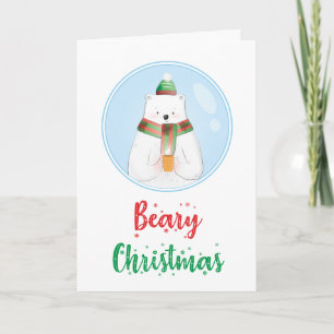 Beary Kerstmis Animal Funny Polar Beer Pun Kaart